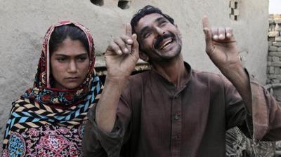 Pakistani girl and father Stock Photos and Images