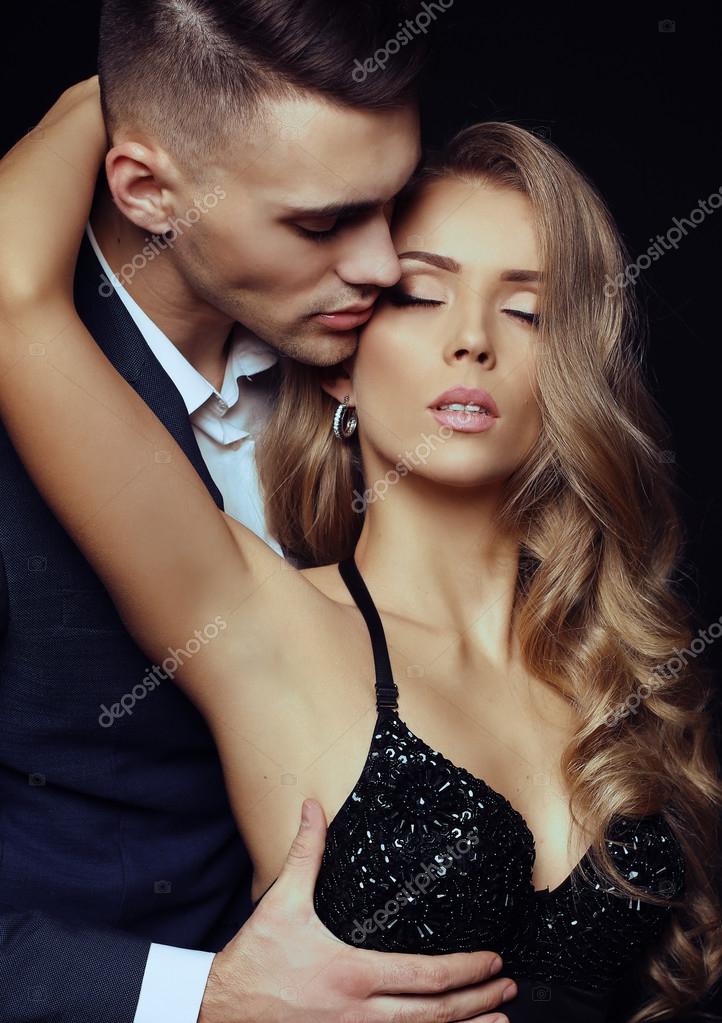 Stock Photo: Beautiful sexy couple of lovers tags