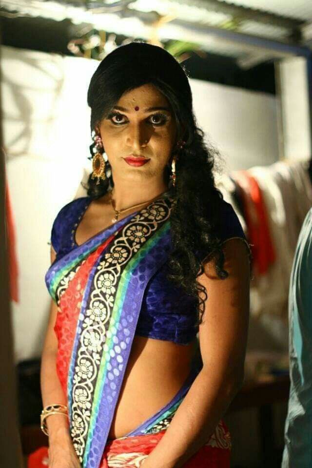 Desi Indian Crossdresser Photos in Sexy Saree and Blouse