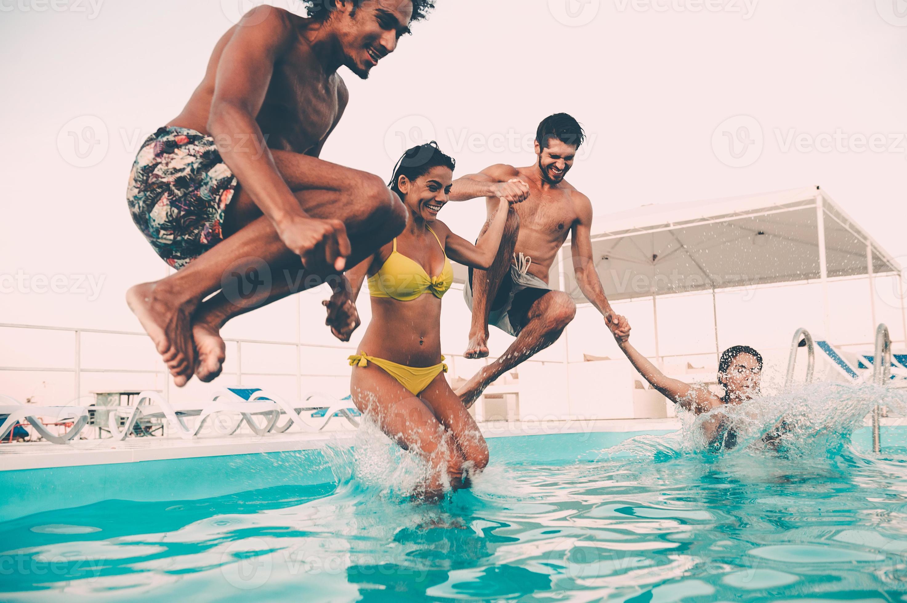 Friends in pool