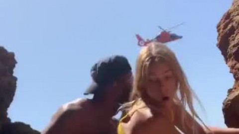 German babe getting fucked on a paradise beach