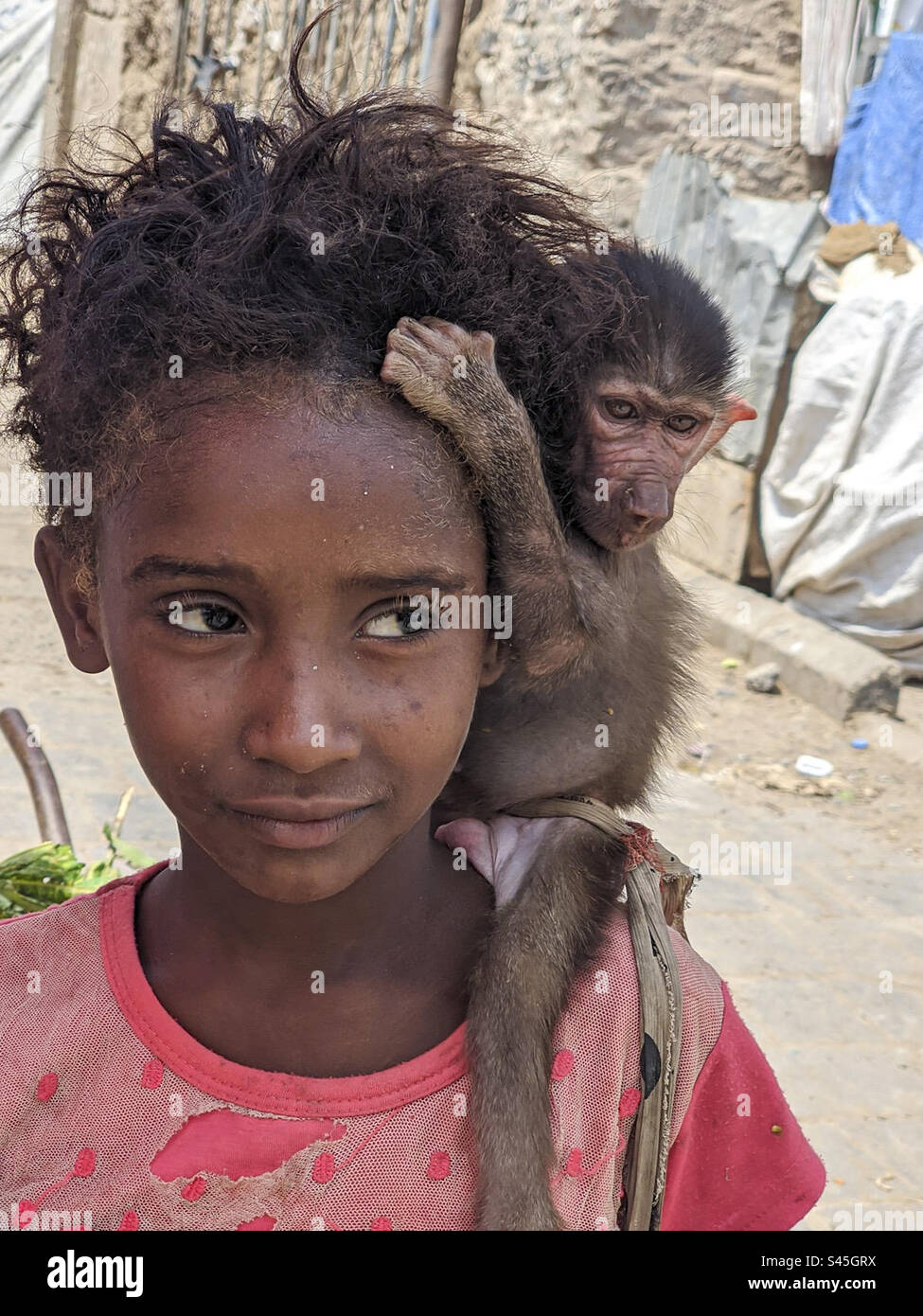 Girl and monkey