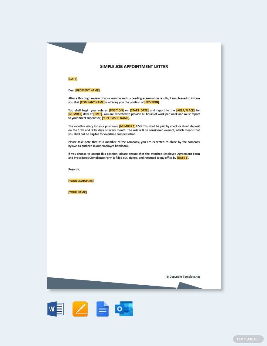 Appointment Letter | Job Appointment Letter Format, Sample Appointment Letter, Templates