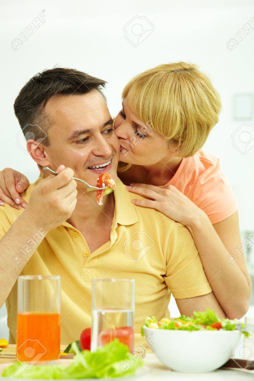 Kissing while eating